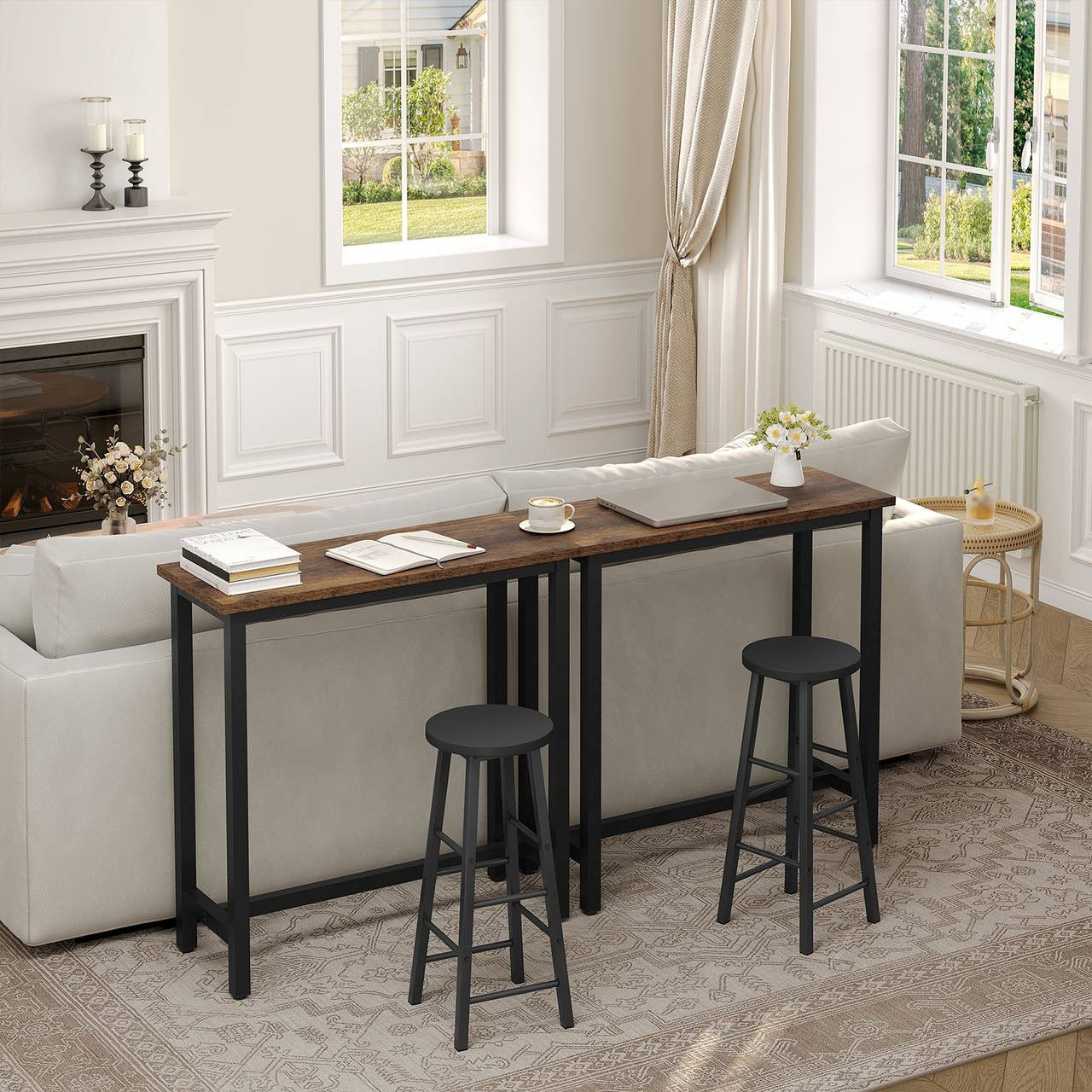 24goodz Bartafel - Ergonomic Height for Comfort - Robust Metal Frame - MDF - For Home and Commercial Use - Vintage Wood/White/Light Oak/Black - hov