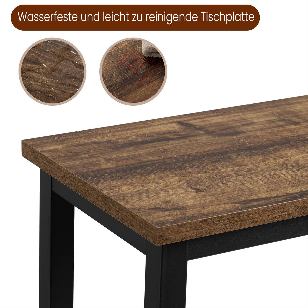 24goodz Bartafel - Ergonomic Height for Comfort - Robust Metal Frame - MDF - For Home and Commercial Use - Vintage Wood/White/Light Oak/Black - hov