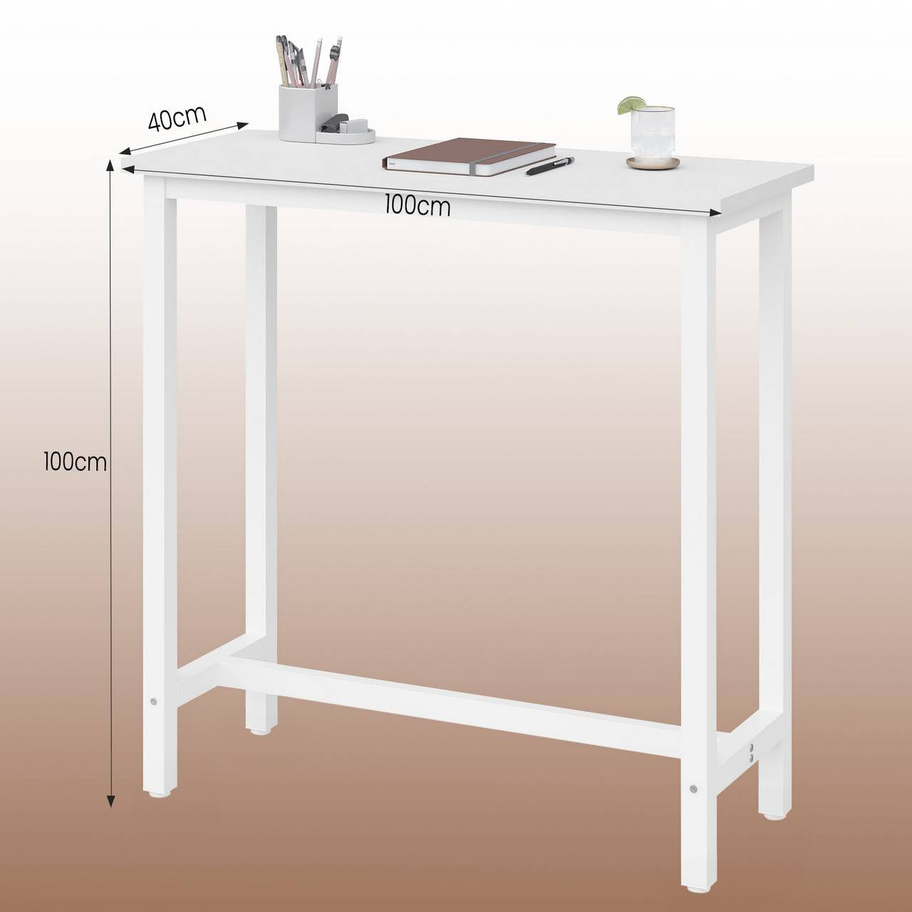 24goodz Bartafel - Ergonomic Height for Comfort - Sturdy Metal Frame - MDF - For Home and Business Use - Vintage Wood/White - ws