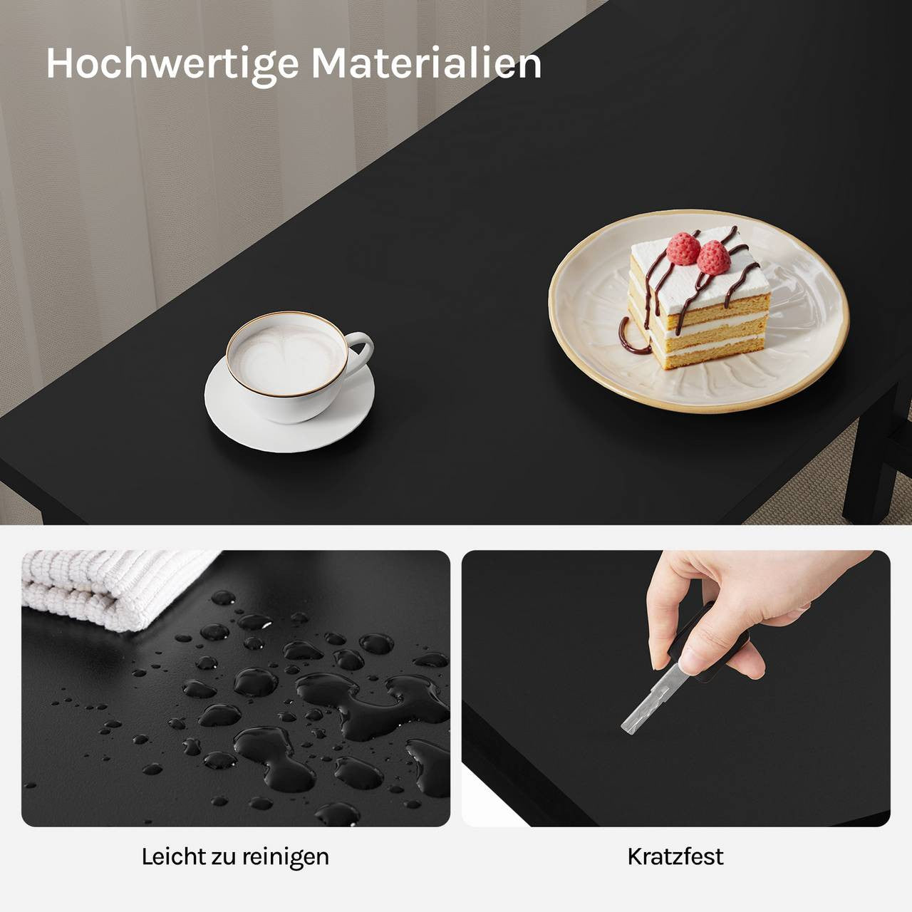 24goodz Bartafel - Ergonomically Designed Height - Sturdy Metal Frame - MDF - For Home and Commercial Use - Black