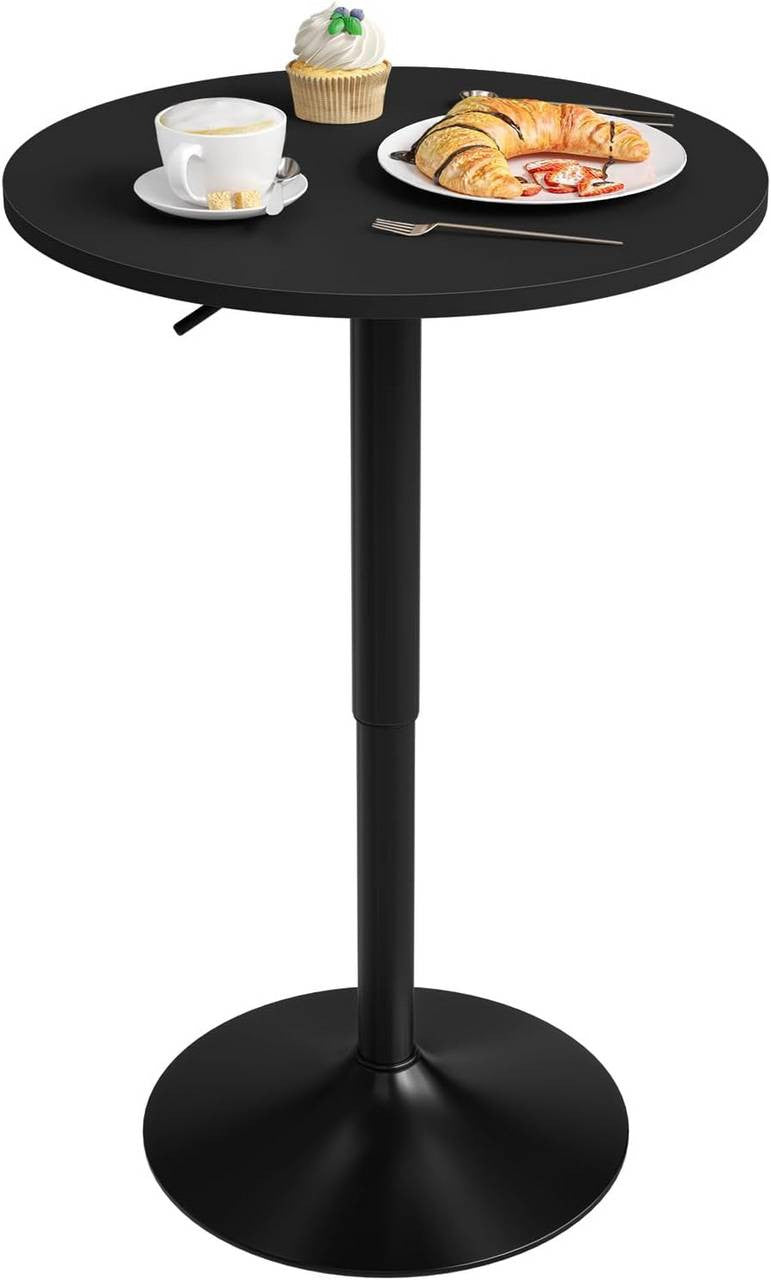 24goodz Adjustable Bar Table 70-91 cm - Durable and Stylish - MDF and Metal - For Home and Office - Black - sz