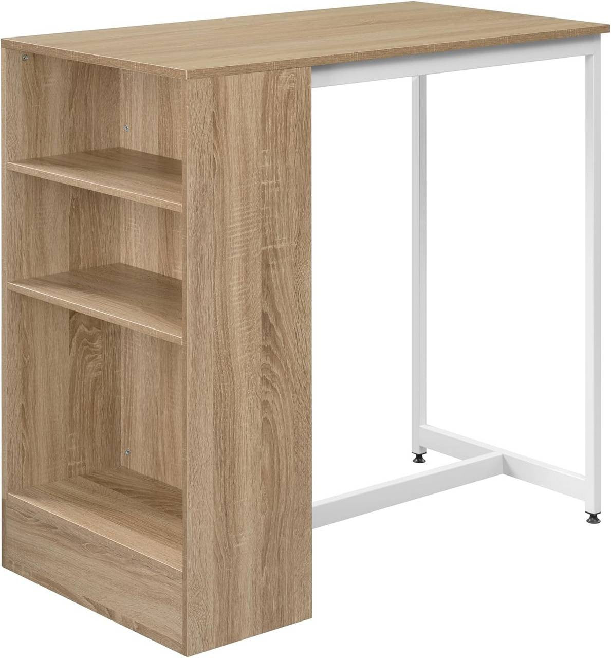 24goodz Bartafel with 3 Shelves - Perfect for Home Entertaining - E1 Wood-based Material + Metal - Light Oak + White