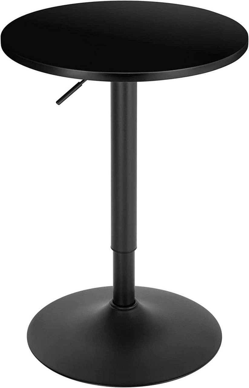 24goodz Round Bar Table - Height Adjustable - Durable MDF and Metal - Black - 52 cm Diameter - sz
