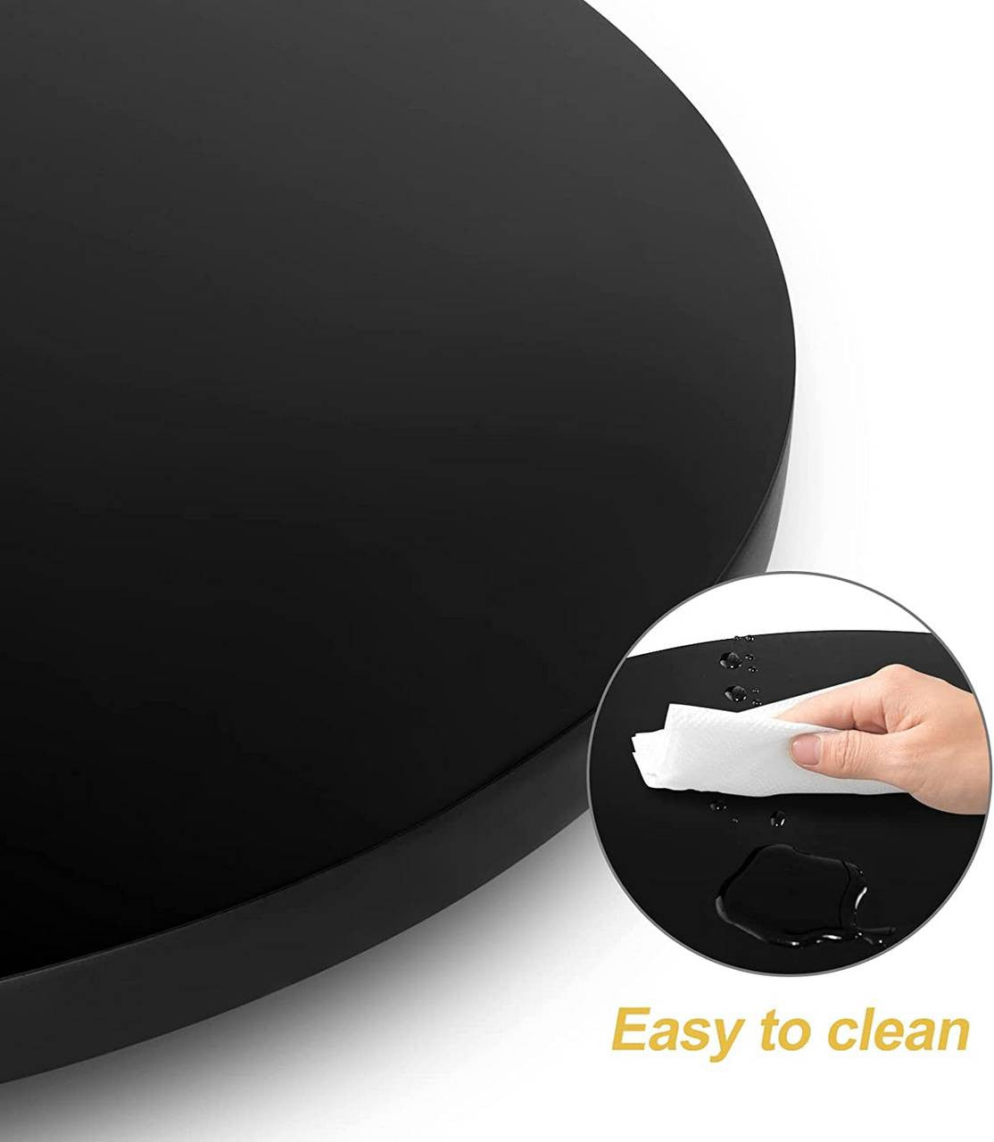 24goodz Round Bar Table - Height Adjustable - Durable MDF and Metal - Black - 52 cm Diameter - sz