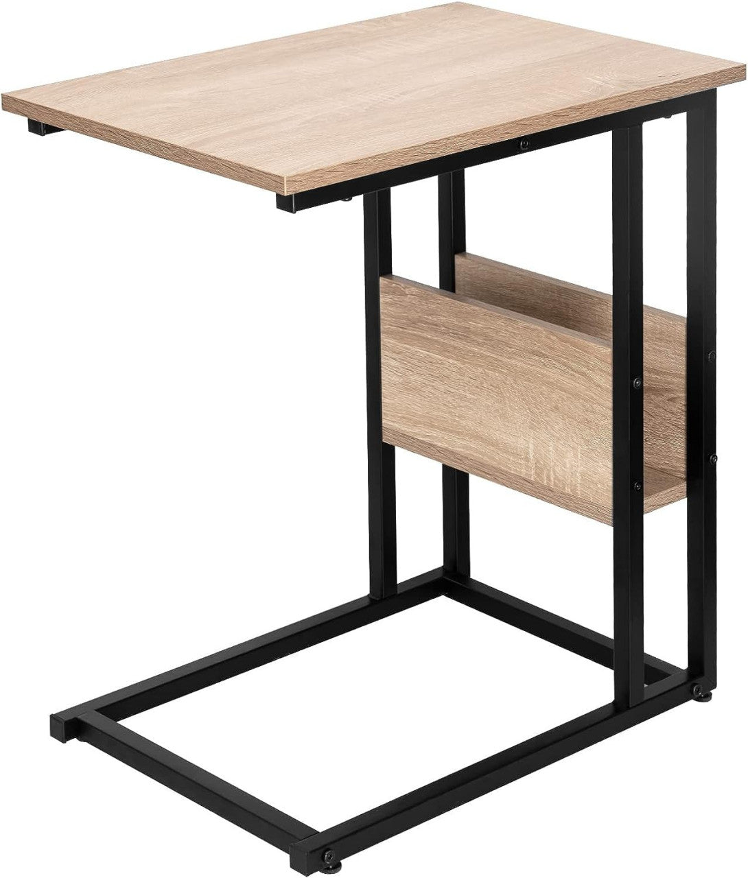 24goodz Side Table - Stable and Durable Design - E1-Class Wood and Metal - For Living Room and Bedroom - Light Oak - hei