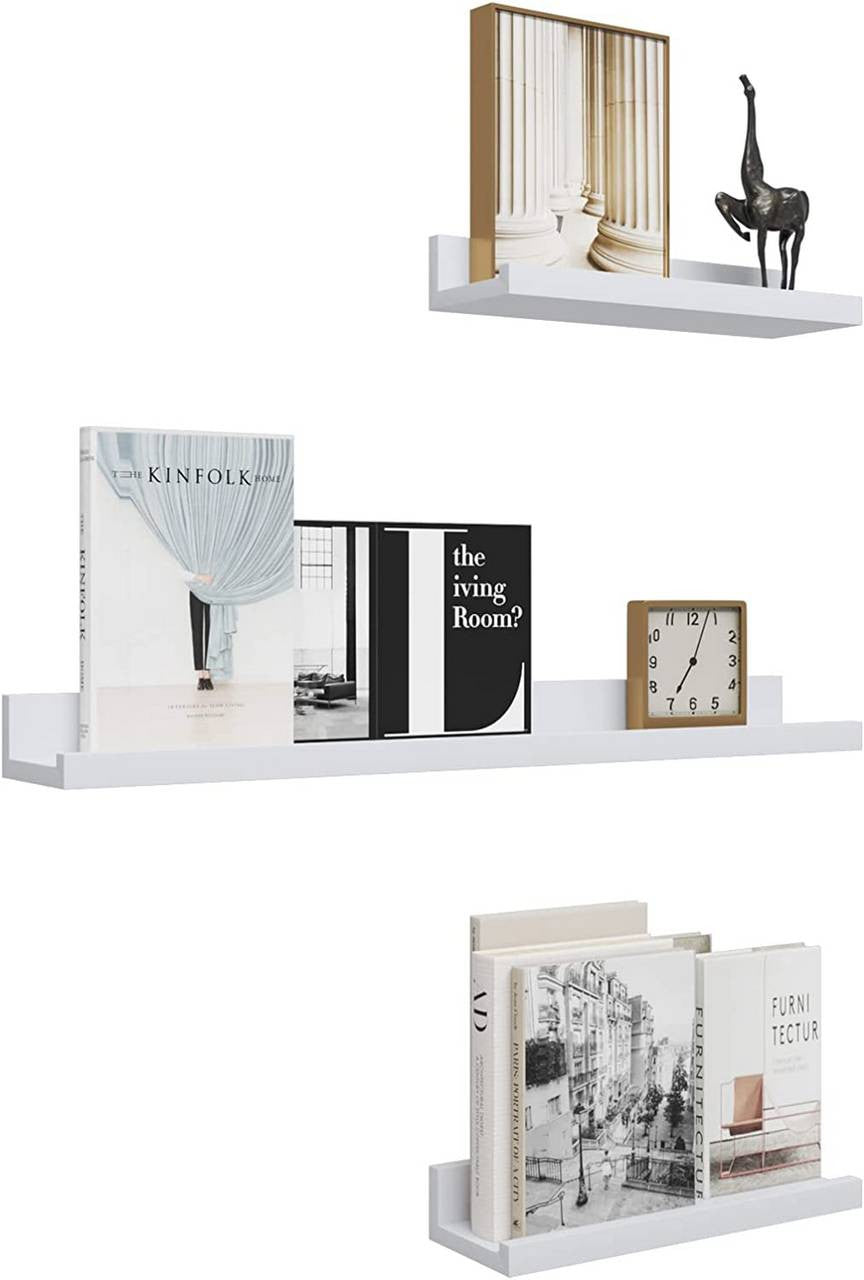 24goodz Photo Rail Set of 3 - Stylish Storage & Decoration - MDF - For Home Lovers - White - ws