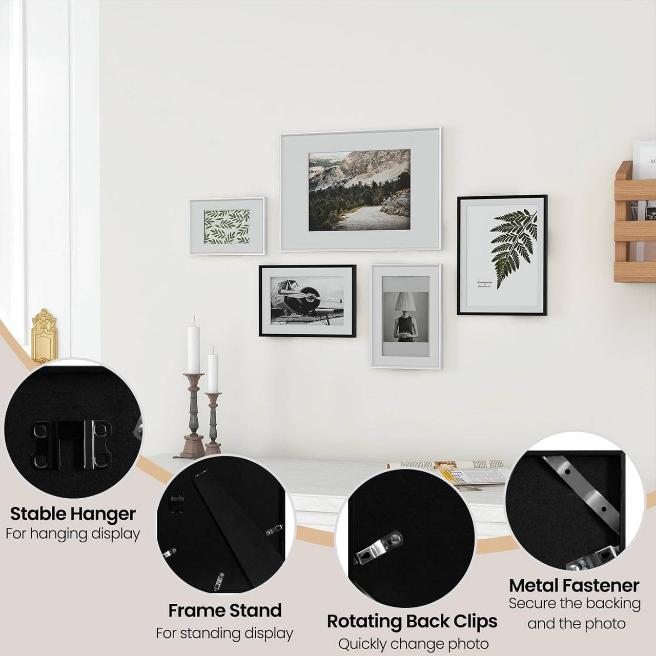 24goodz Set of 2 Photo Frames - Versatile Display Options - Durable Metal and Acrylic - Black - 20x30 cm