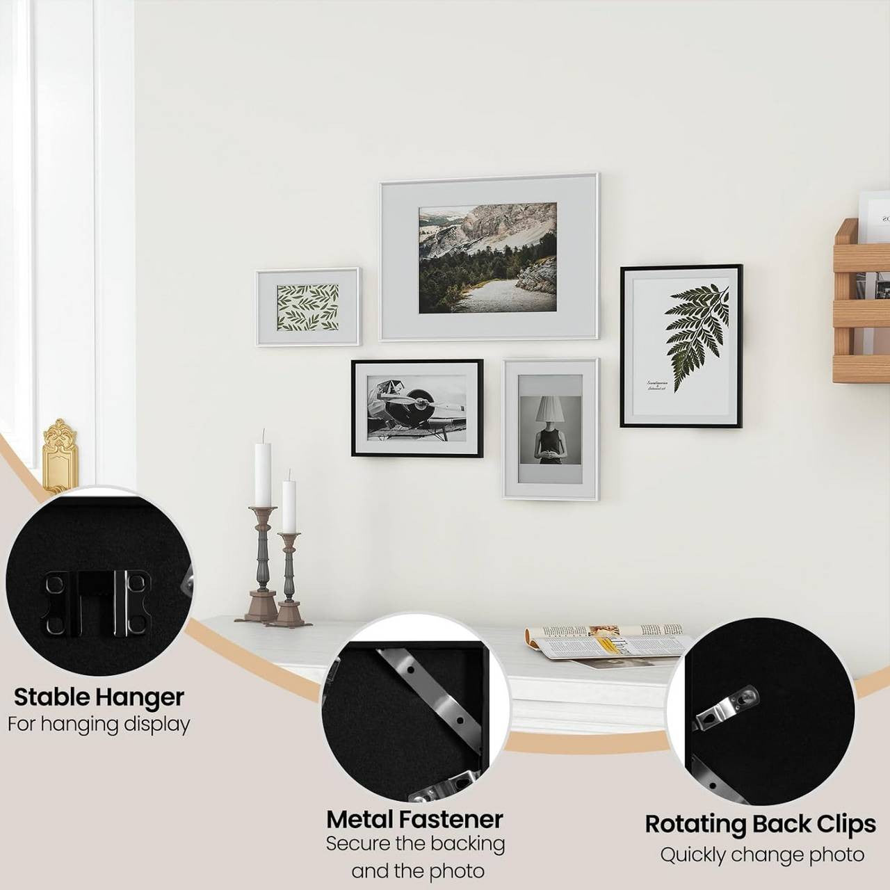 24goodz Set of 4 Photo Frames - Versatile Display Options - Premium Aluminium and Plexiglass - For Home and Office - Black 30x40 cm
