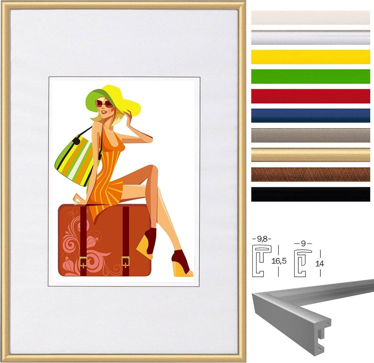 24goodz Photo Frame Set of 3 - Durable and Stylish - Plastic and Glass - For Everyone - Black/White/Gold - gd