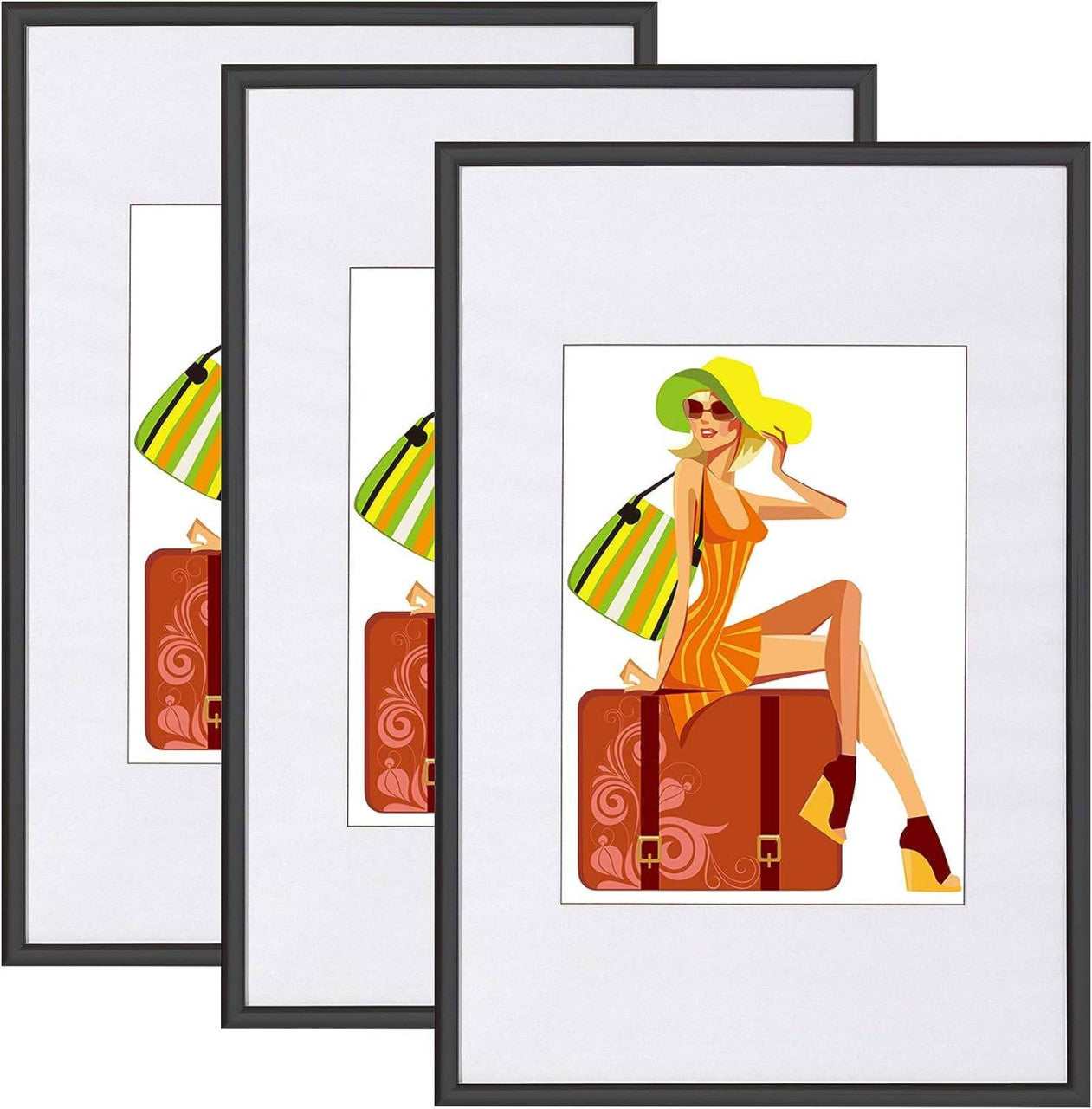 24goodz Photo Frame Set of 3 - Durable and Stylish - Plastic Frame with Glass Front - For Everyone - Black 40x50cm - sz