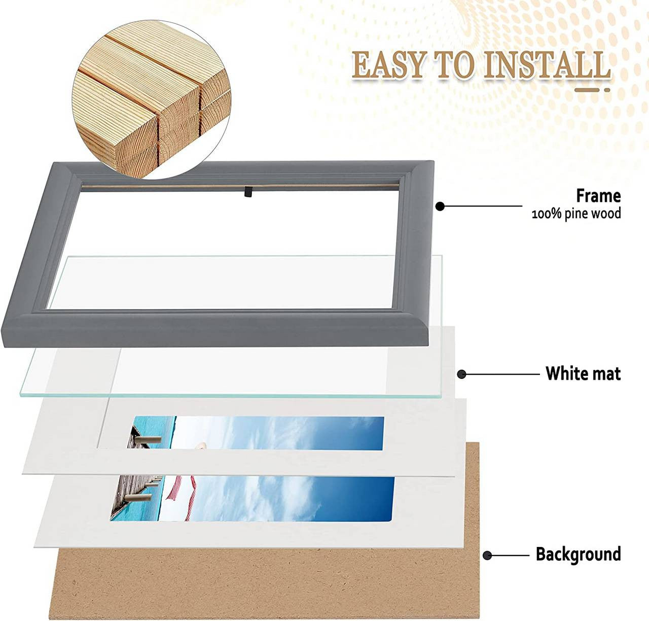 24goodz Wooden Photo Frame Gallery - Versatile Display Options - MDF - For Everyone - Grey