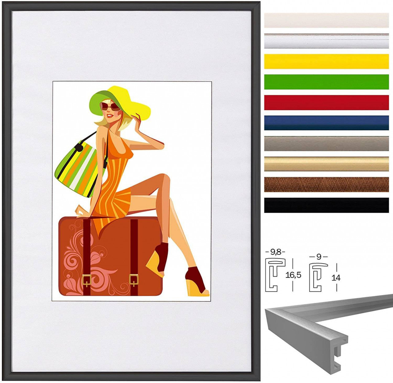 24goodz Photo Frame - Versatile for Various Sizes - Durable Plastic - For Home Decor - Black 20x30cm - sz