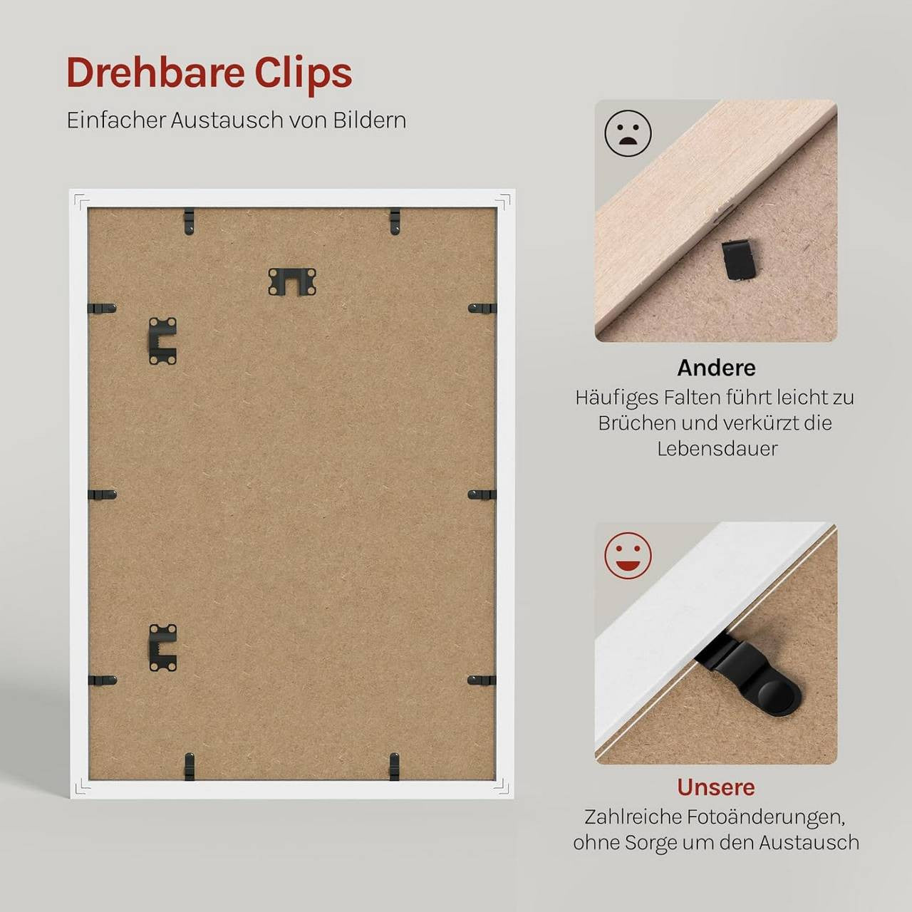 24goodz Set of 3 Photo Frames - Durable MDF Construction - Versatile Display Options - MDF - For Everyone - White