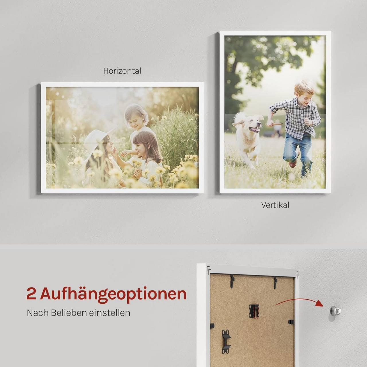 24goodz Set of 5 Photo Frames - Durable MDF Construction - Versatile Display Options - MDF - For Home Decor - White