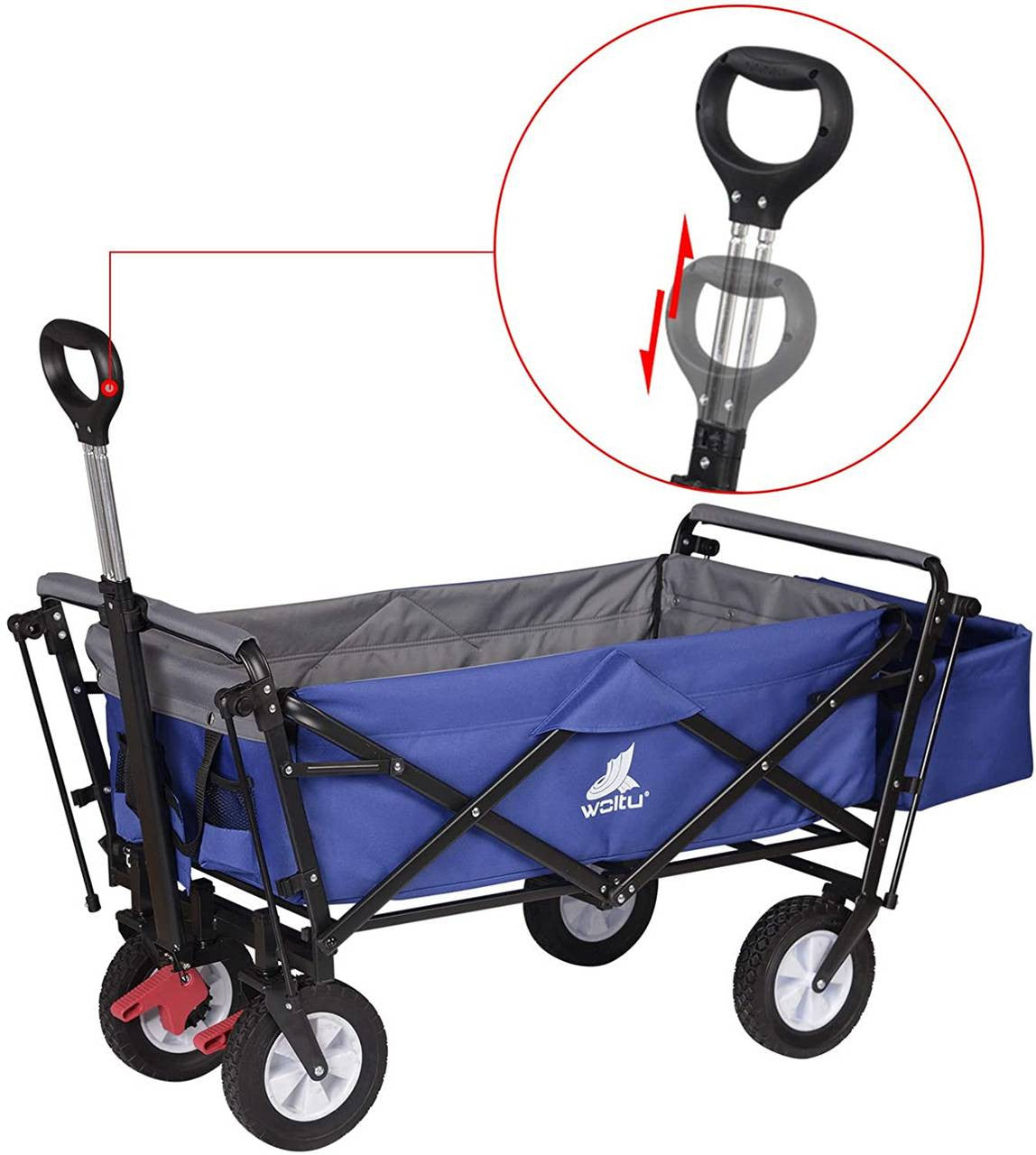 24goodz Foldable Wagon with Roof - Sturdy and Durable Design - 600D Polyester - For Outdoor Adventures - Blue - blg