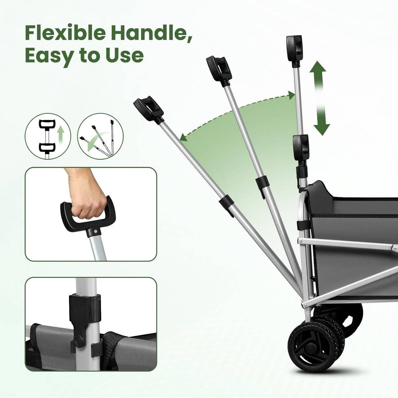 24goodz Foldable Hand Cart with Brake - Easy to Store - 80 kg Load Capacity - Metal and 600D Oxford Fabric - Dark Grey