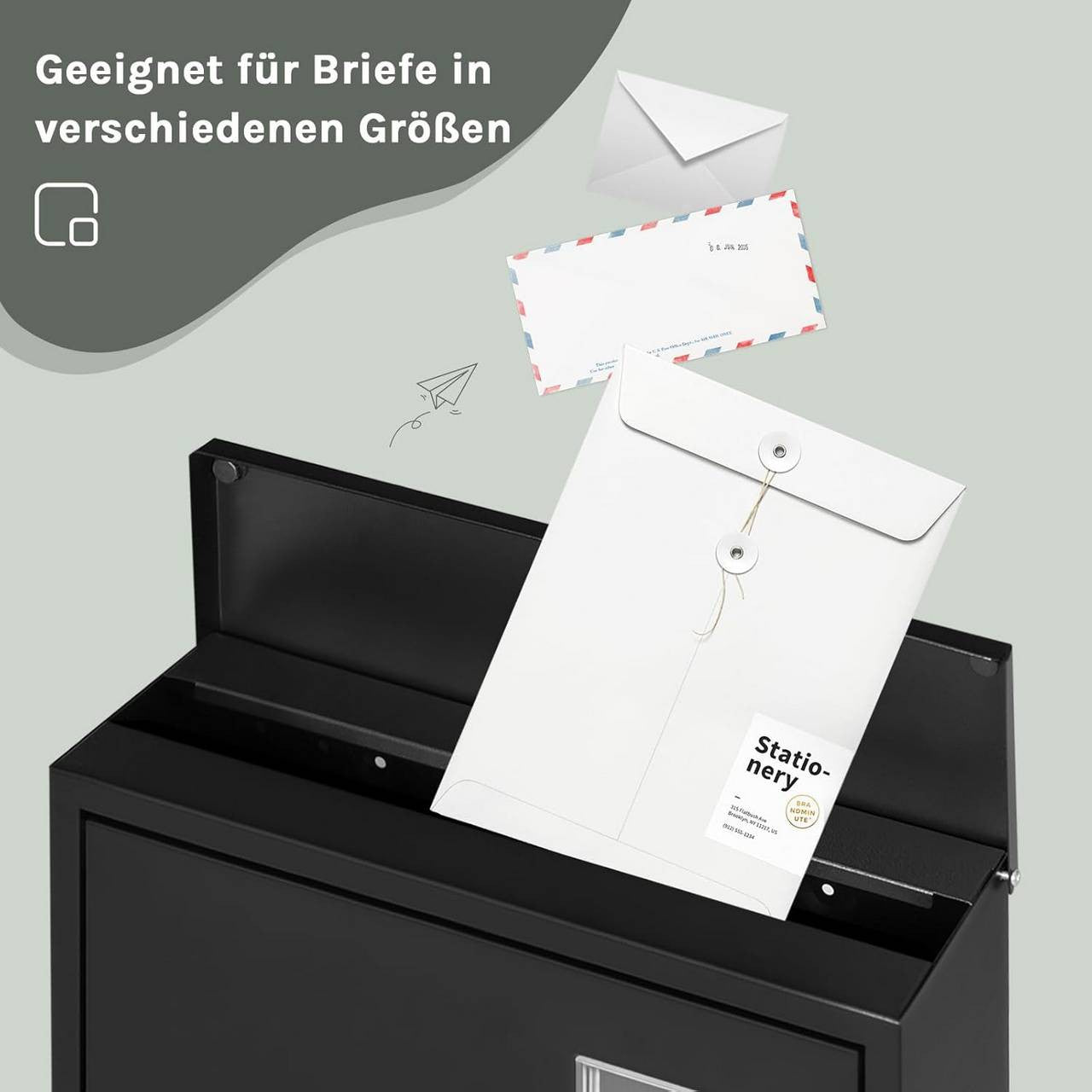 24goodz Mailbox with Newspaper Compartment - Modern Design - Durable Galvanized Steel - For Home - Anthracite/White/Black/Grey - 30.5 x 33.5 x 10 cm