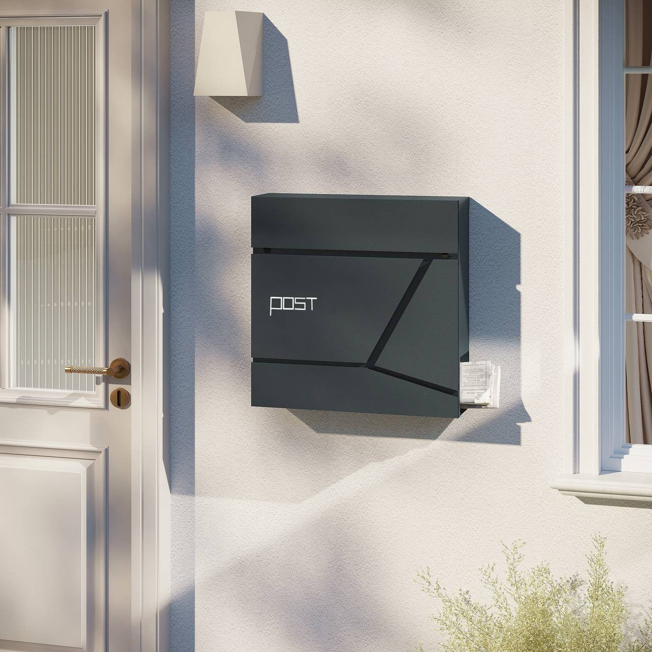 24goodz Modern Wall-Mounted Mailbox with Newspaper Compartment - Elegant Design - High-Quality Galvanized Steel - For Homeowners - Anthracite