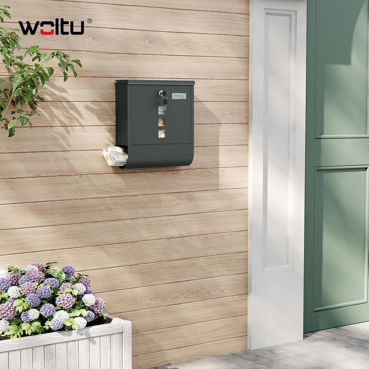 24goodz Mailbox with Newspaper Slot and Nameplate - Organized Storage - Durable Galvanized Steel - For Homeowners - Anthracite