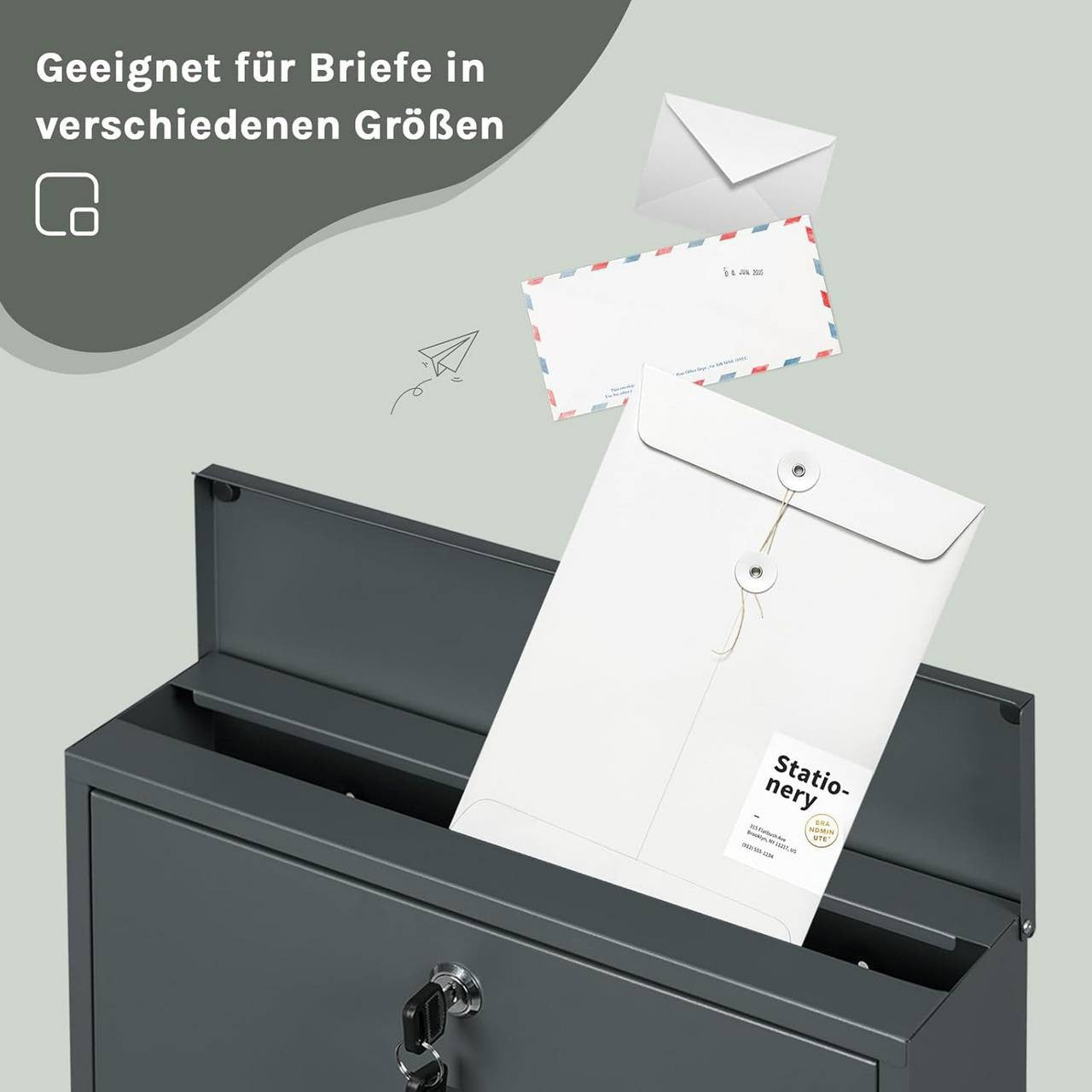 24goodz Wall-Mounted Mailbox with Newspaper Compartment - Spacious Storage - Durable Galvanized Steel - For Homeowners - Anthracite