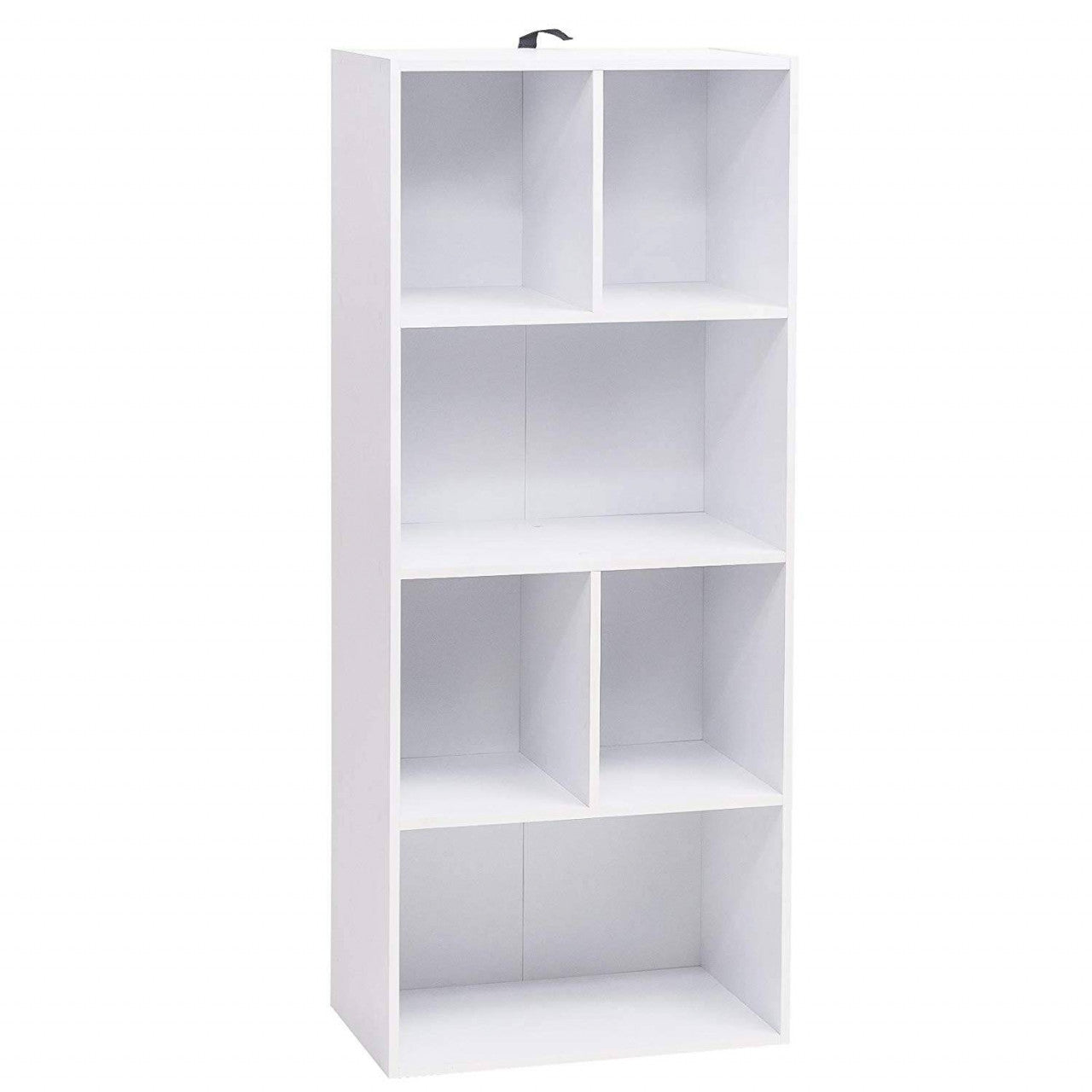 24goodz White Bookcase with 6 Compartments - Space-Saving Design - Sturdy MDF - For Home Organization - 50 x 30 x 118 cm - ws