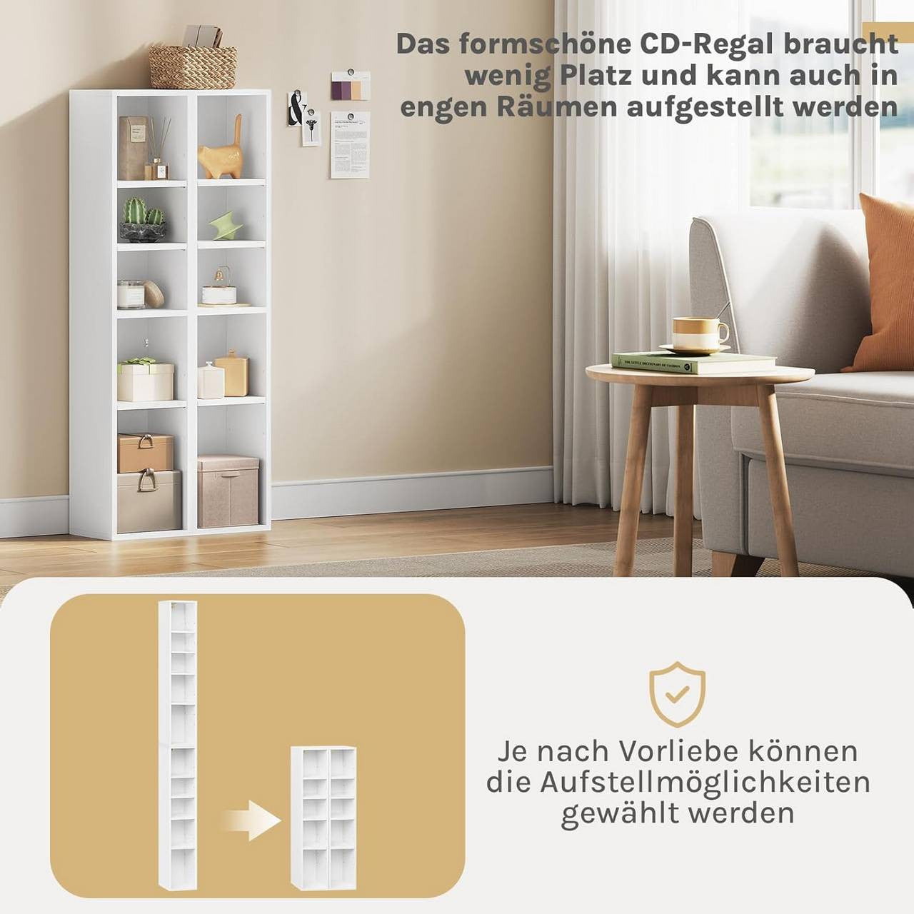 24goodz Cube Shelf Set of 2 - Spacious Storage Solution - Durable MDF - For Home Organization - White/Light Oak
