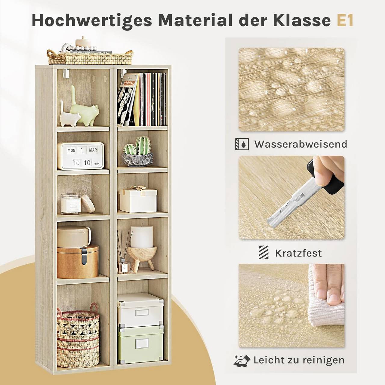 24goodz Cube Shelf Set of 2 - Ample Storage Space - Easy to Assemble - MDF - For Home Organization - Light Oak