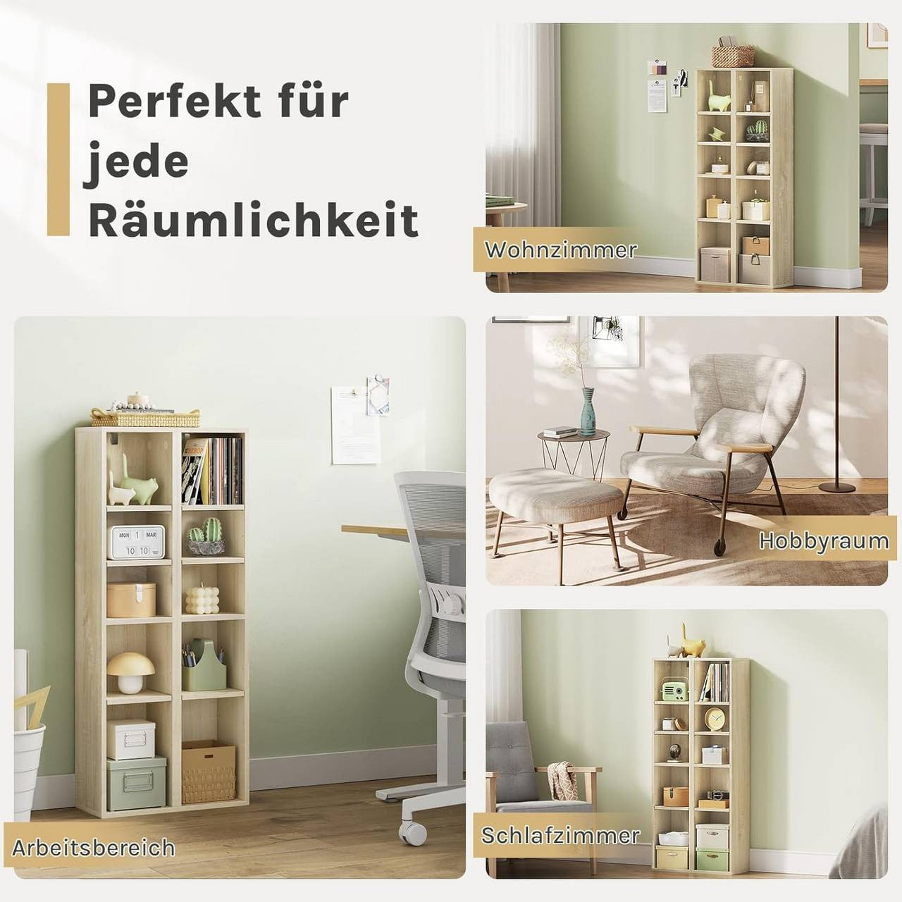 24goodz Cube Shelf Set of 2 - Ample Storage Space - Easy to Assemble - MDF - For Home Organization - Light Oak