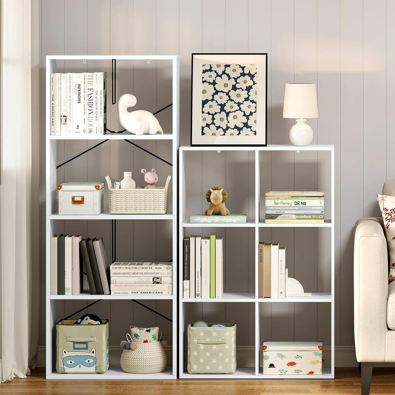 24goodz White Bookshelf with 3 Levels - Ample Storage Space - E1 Wood Material - For Home & Office - 71 x 106 x 29 cm