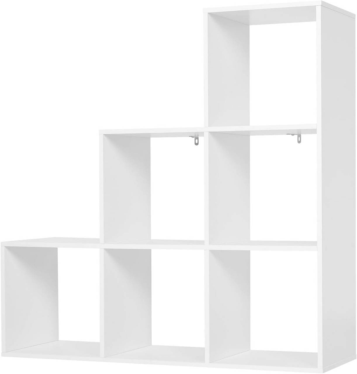24goodz Bookshelf with 6 Compartments - Stylish and Chic Design - E1 Wood Material - White - 90x29x90 cm