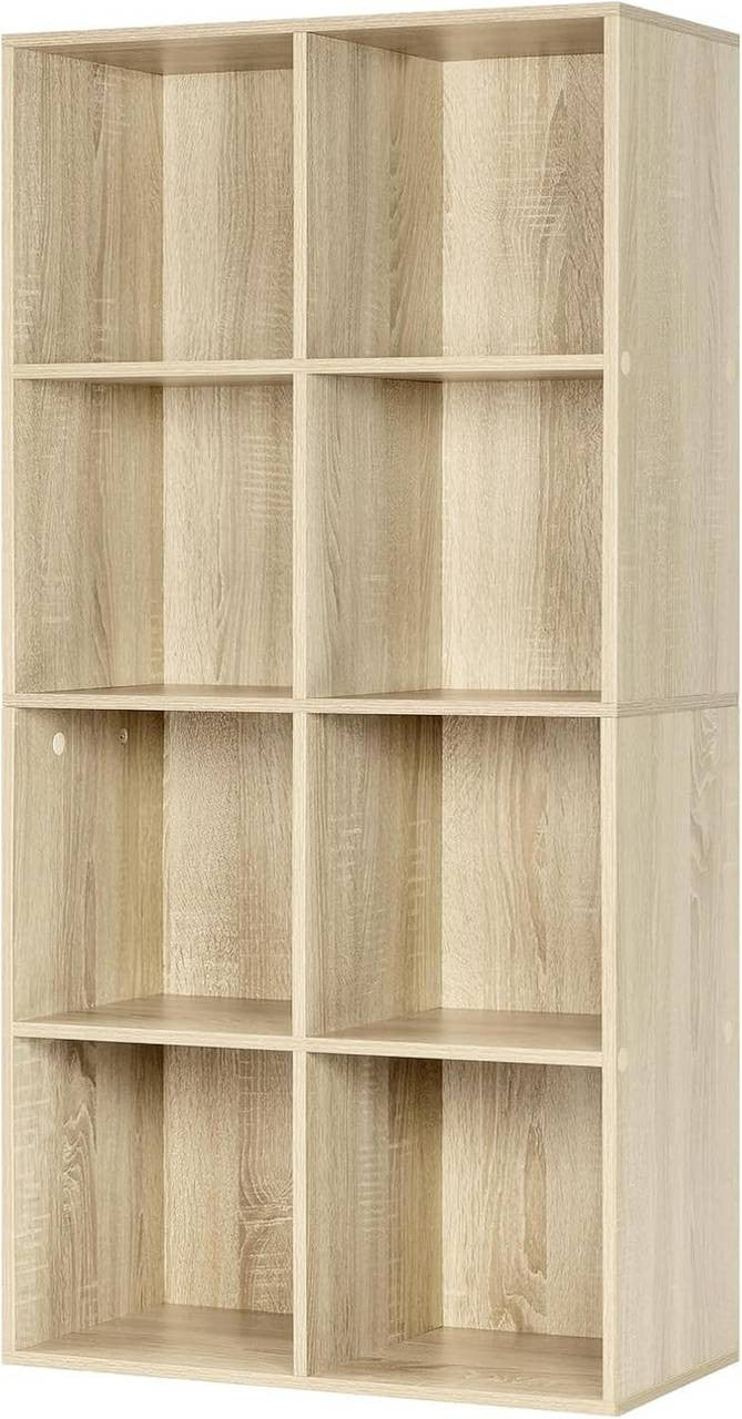 24goodz 8-Cube Bookcase - Sturdy and Safe Design - Easy to Assemble - MDF - For Home and Office - Light Oak