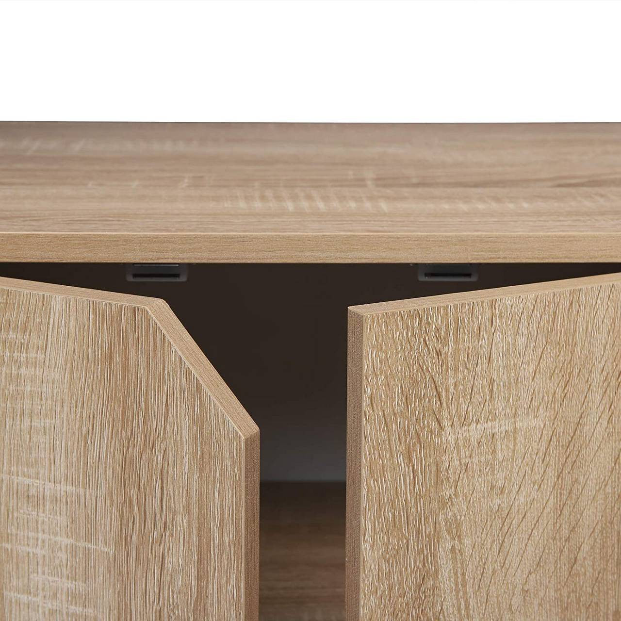 24goodz Bookcase with Cabinet - Spacious Storage - Durable MDF and Metal - For Home and Office - Light Oak - 80x35x97cm - hei