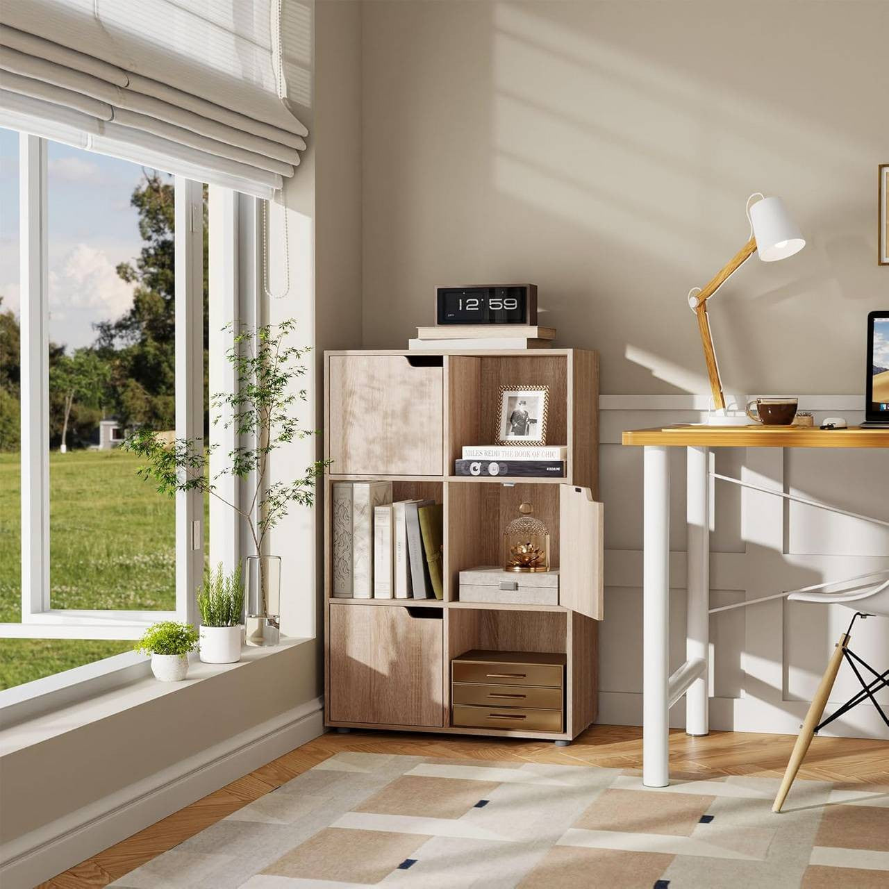 24goodz Oak Bookcase - Stable and Safe Construction - Multifunctional Storage Solution - E1 Wood Material - Light Oak - 29 x 91 x 59.6 cm - hei