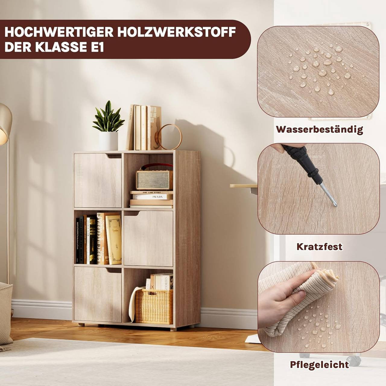 24goodz Oak Bookcase - Stable and Safe Construction - Multifunctional Storage Solution - E1 Wood Material - Light Oak - 29 x 91 x 59.6 cm - hei