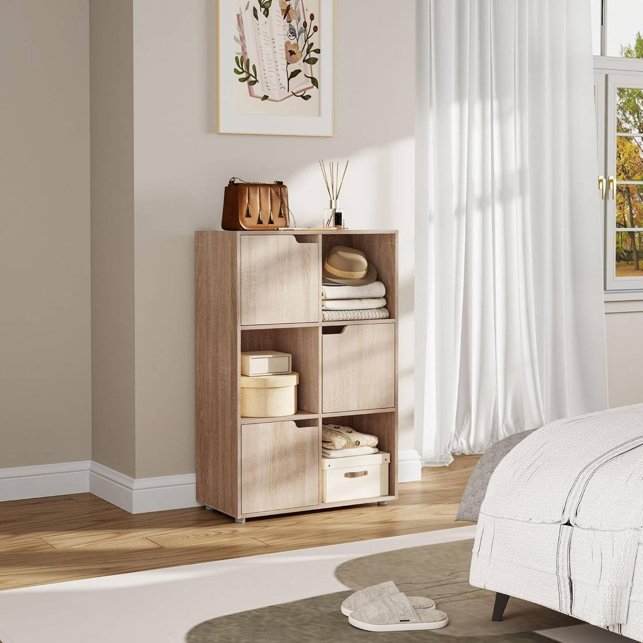 24goodz Oak Bookcase - Stable and Safe Construction - Multifunctional Storage Solution - E1 Wood Material - Light Oak - 29 x 91 x 59.6 cm - hei