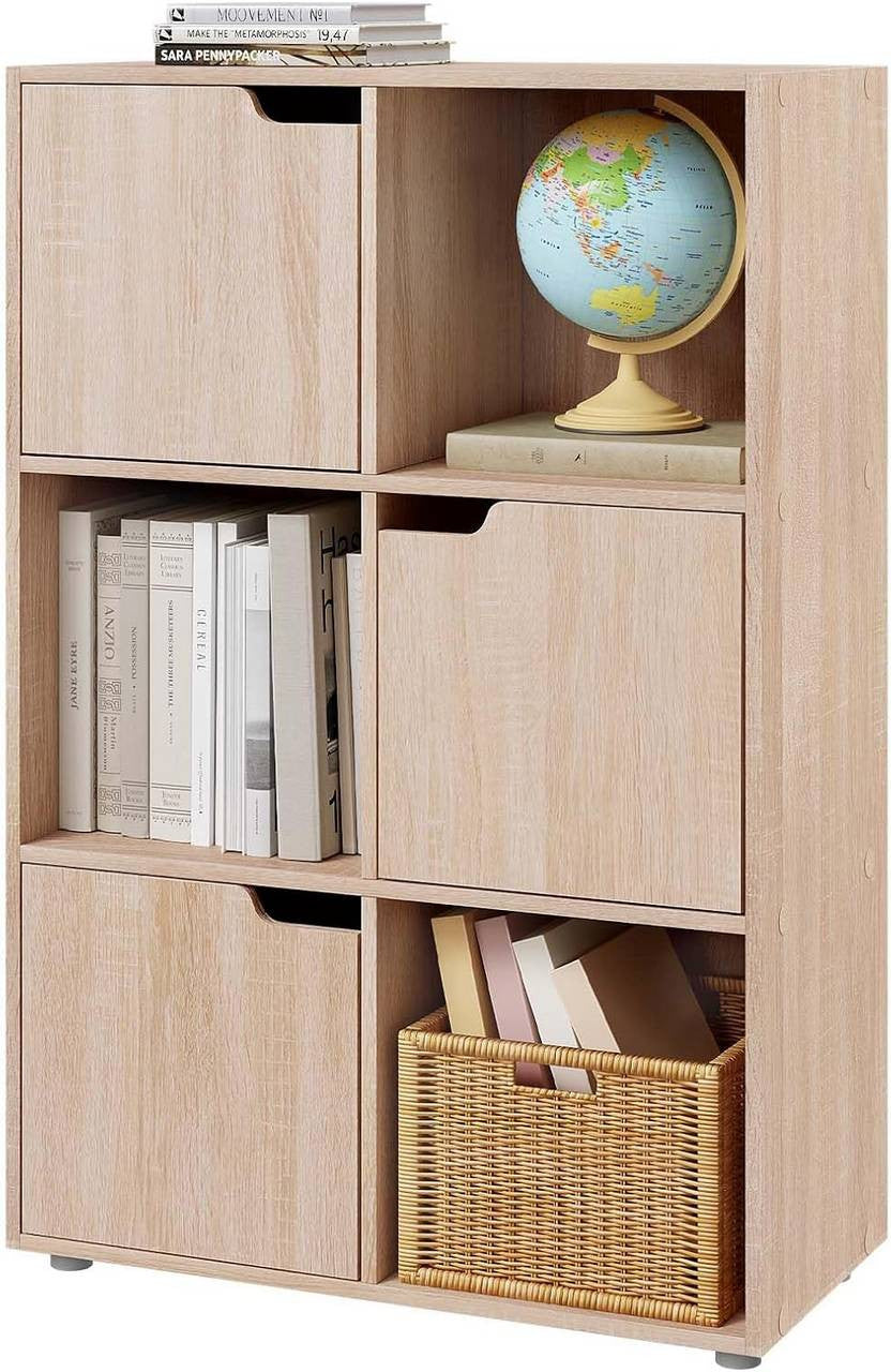 24goodz Oak Bookcase - Stable and Safe Construction - Multifunctional Storage Solution - E1 Wood Material - Light Oak - 29 x 91 x 59.6 cm - hei
