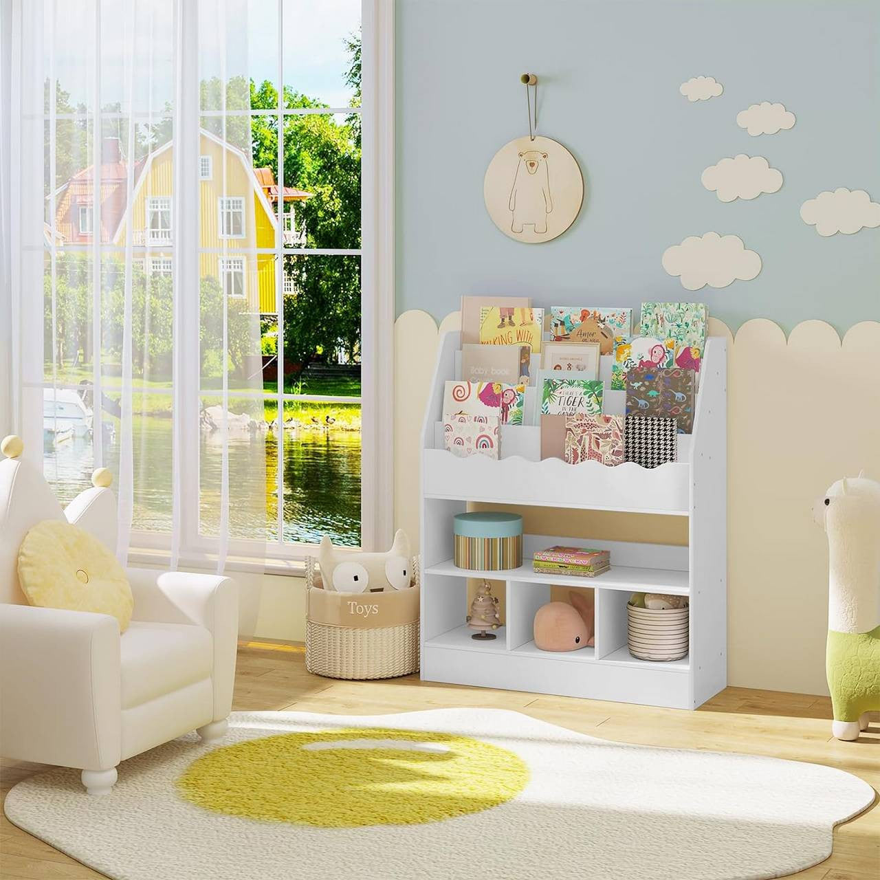 24goodz Kids Book Shelf - Open Storage for Easy Access - MDF - For Children - White