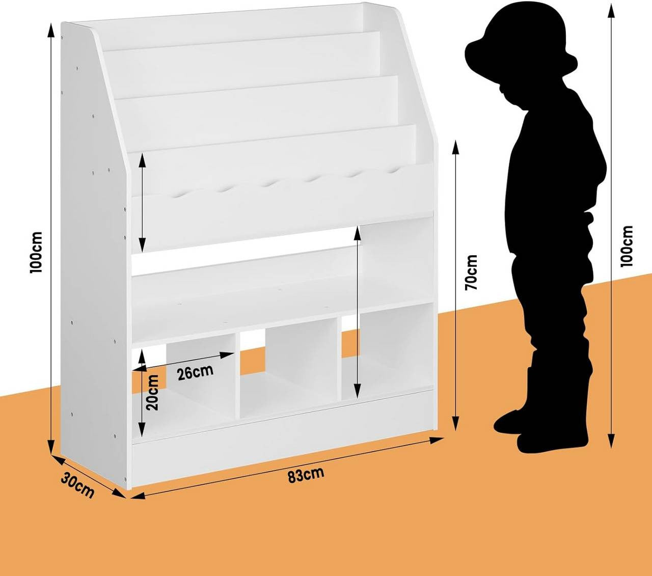 24goodz Kids Book Shelf - Open Storage for Easy Access - MDF - For Children - White