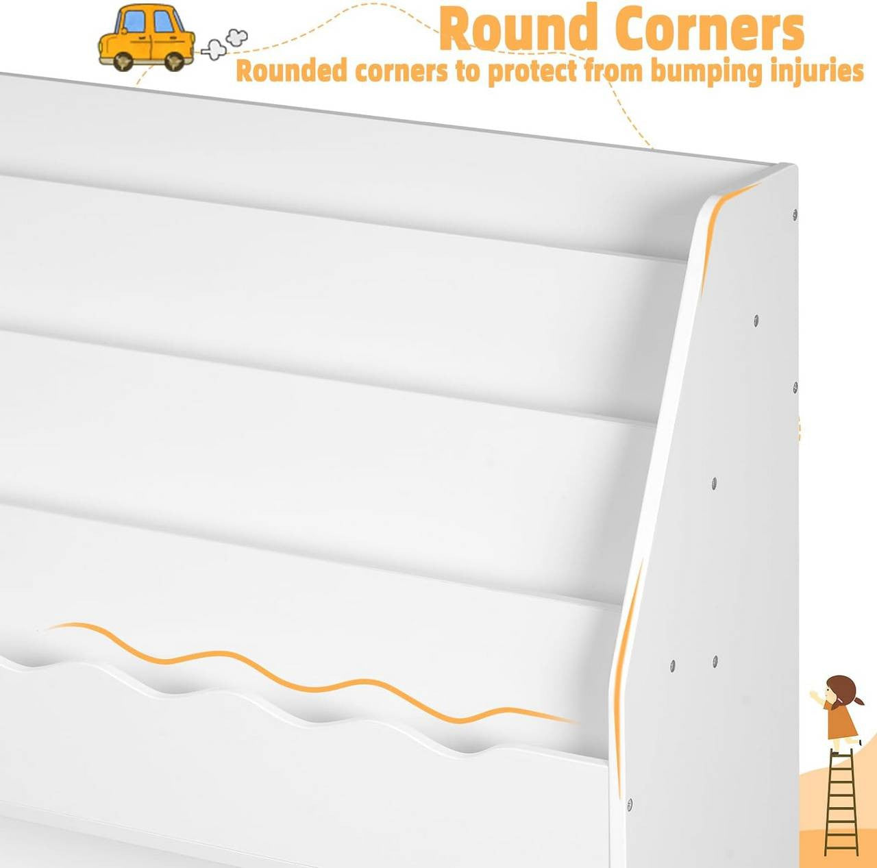 24goodz Kids Book Shelf - Open Storage for Easy Access - MDF - For Children - White