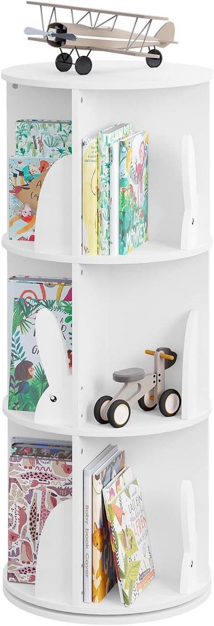 24goodz Kids Bookcase - 360° Rotatable & Stable - E1 MDF - For Children - White