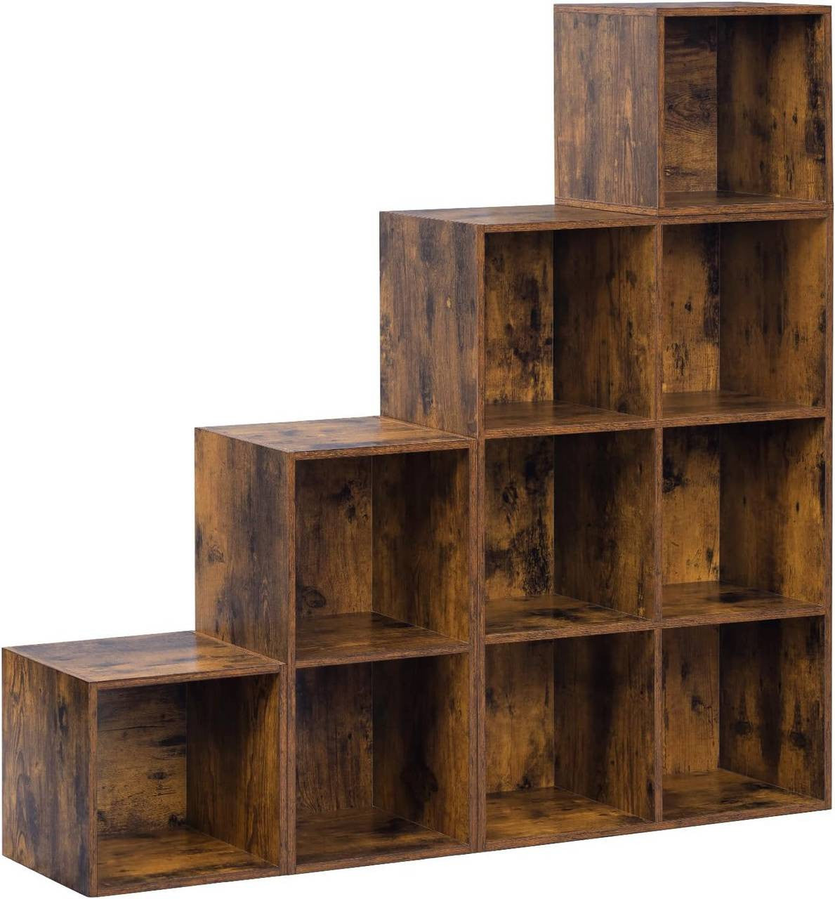 24goodz Bookcase Room Divider with 10 Cubes - Stable & Safe Design - E1-Class Engineered Wood - For Home & Office - Rustic Brown
