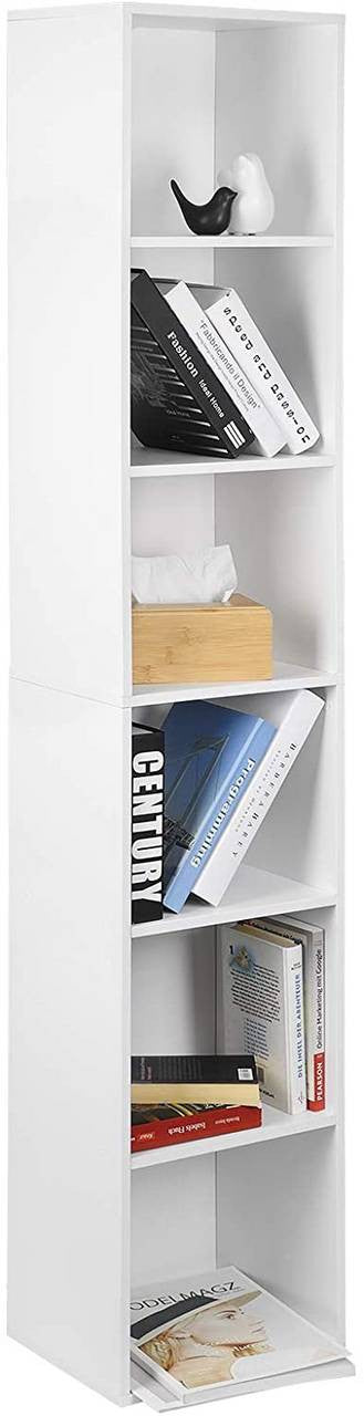 24goodz 6-Shelf Bookcase - Stable and Safe Design - Melamine Veneer - For Home and Office - Light Oak/White - ws