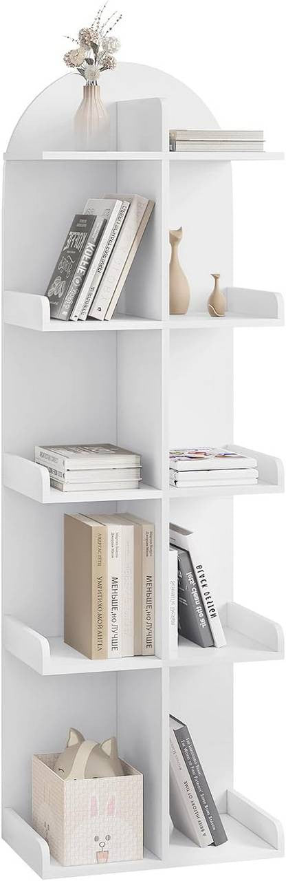 24goodz Freestanding Bookshelf - Spacious 10 Shelves - Sturdy and Stable - E1 Wood - For Home and Office - White