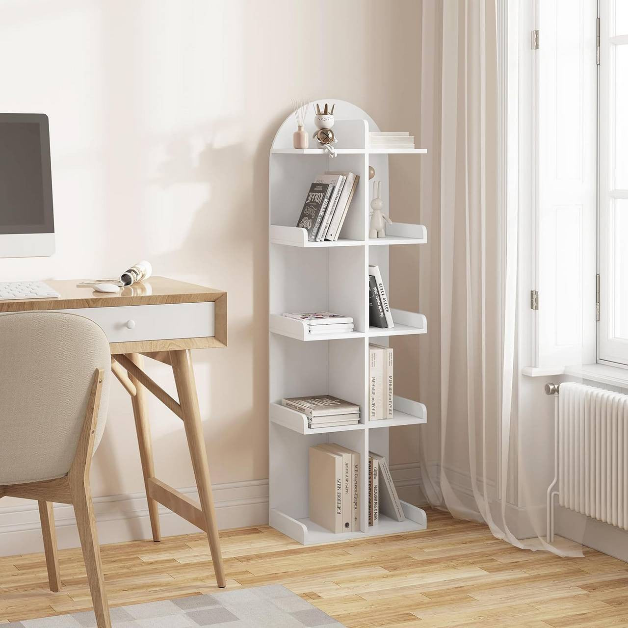 24goodz Freestanding Bookshelf - Spacious 10 Shelves - Sturdy and Stable - E1 Wood - For Home and Office - White