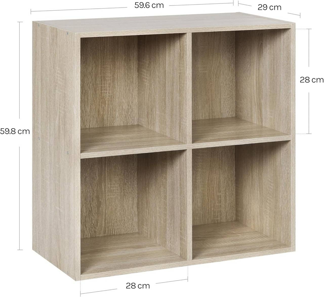 24goodz Cube Bookshelf - Sturdy and Safe Construction - Space-Saving Design - E1 Wood-Based Material - Light Oak - hei