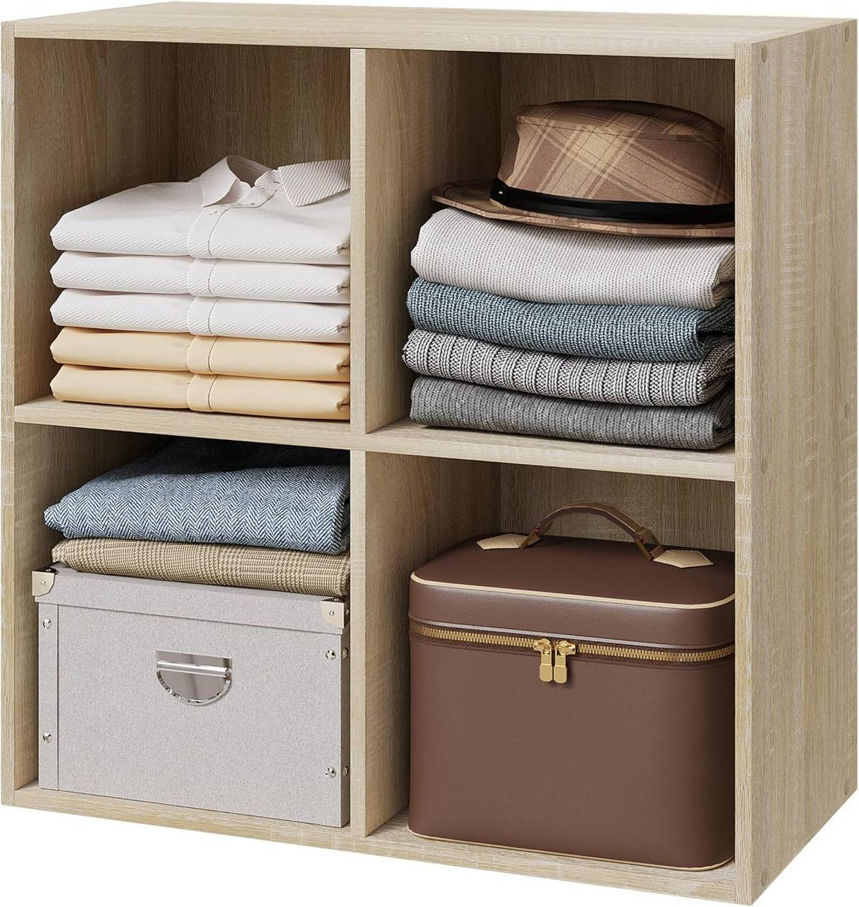 24goodz Cube Bookshelf - Sturdy and Safe Construction - Space-Saving Design - E1 Wood-Based Material - Light Oak - hei