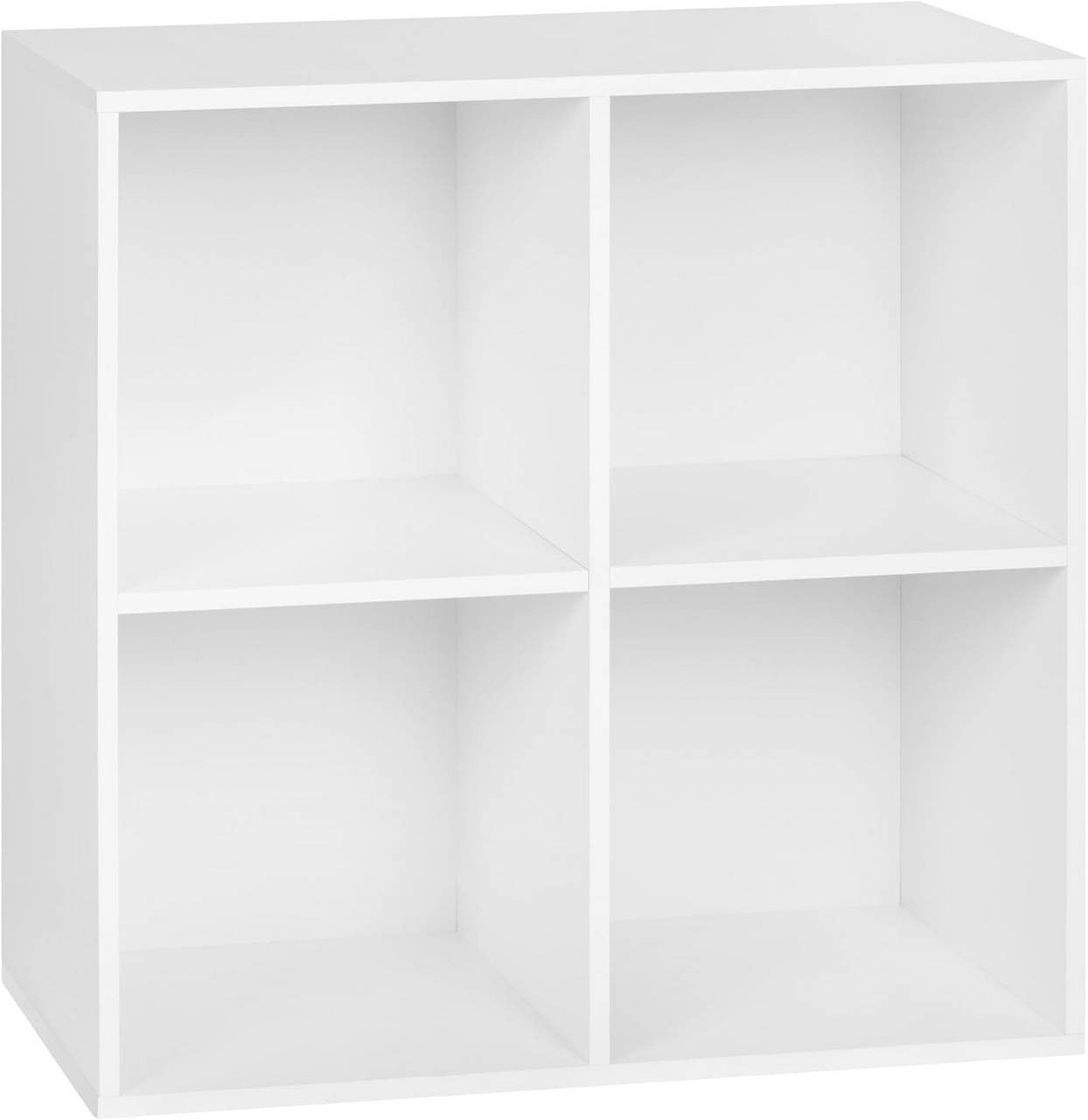 24goodz Cube Shelf with 4 Compartments - Space-Saving Design - Easy to Assemble - Wood-Based Material - White - ws