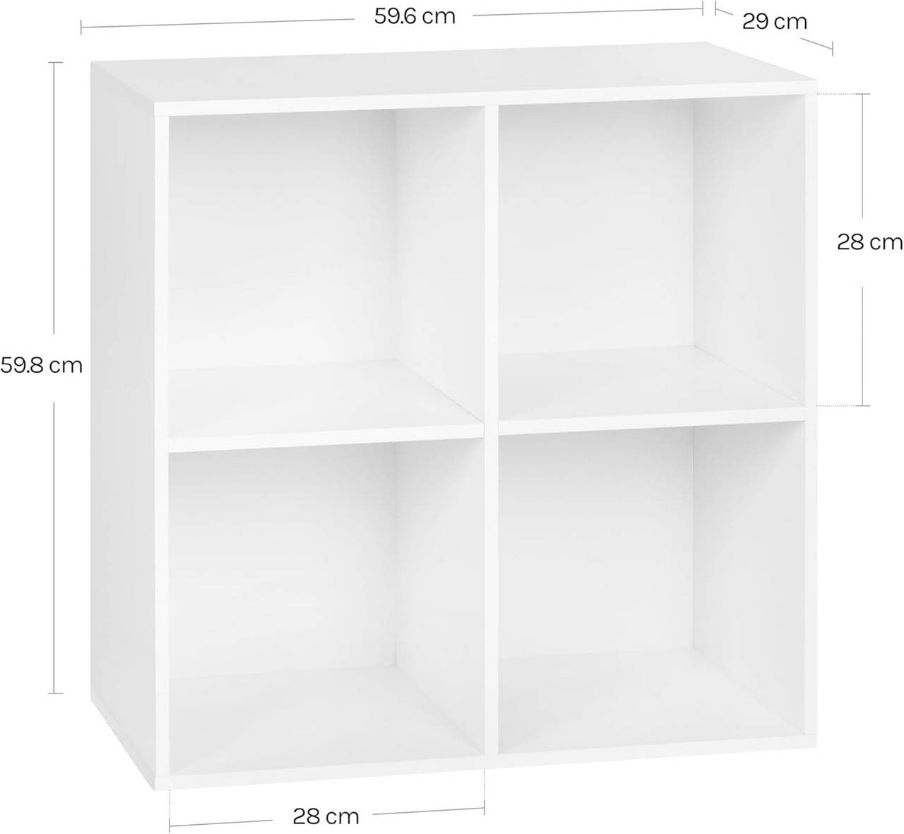 24goodz Cube Shelf with 4 Compartments - Space-Saving Design - Easy to Assemble - Wood-Based Material - White - ws