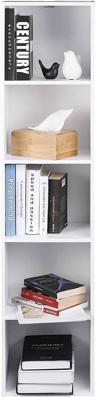 24goodz 5-Shelf Cube Bookcase - Stable and Safe Construction - Versatile Use - MDF - White - 24 x 132 x 30 cm - ws