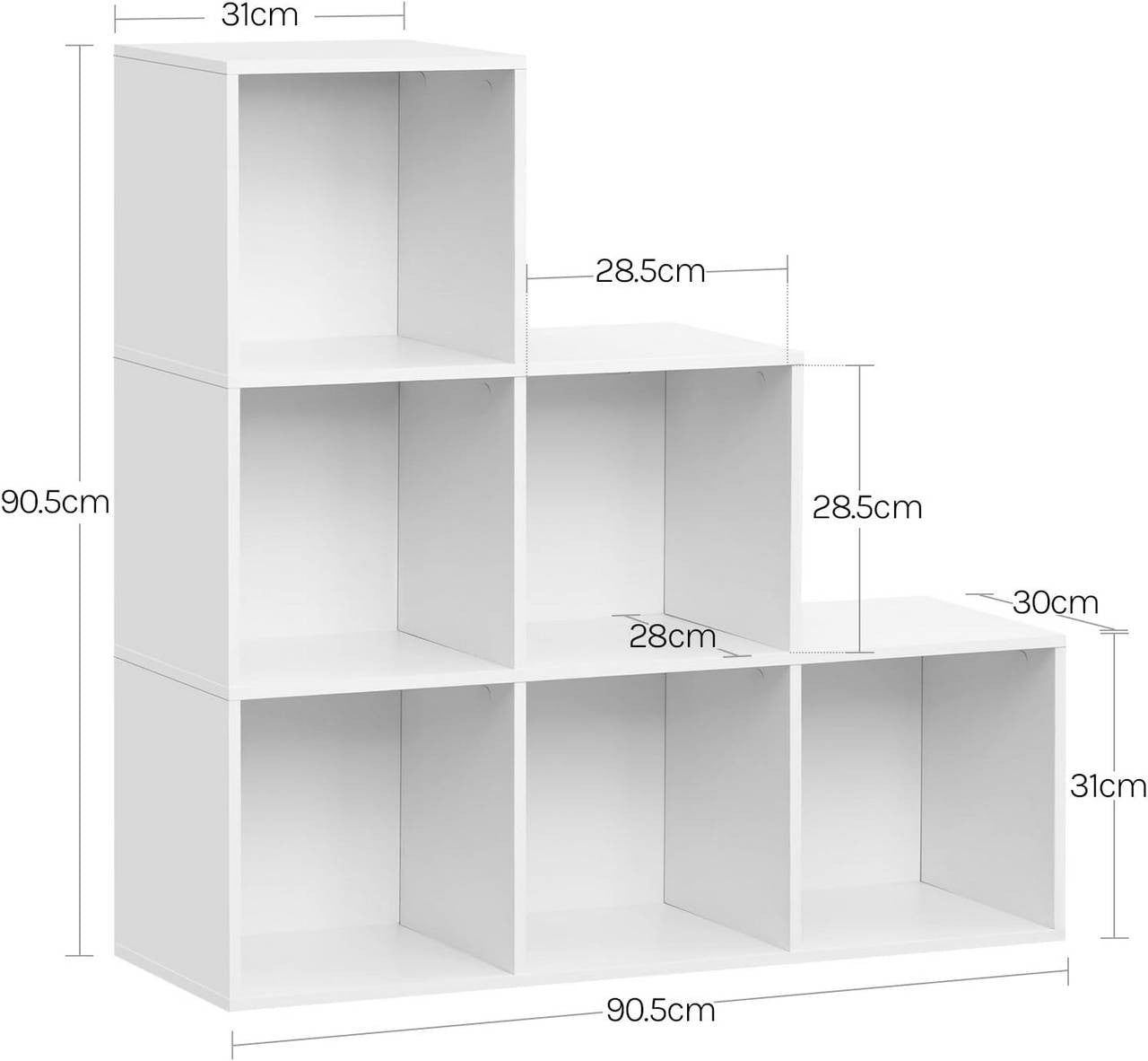 24goodz Cube Bookshelf with 6 Compartments - Sturdy and Stable Design - Melamine Coated Wood - For Home Organization - White/Oak